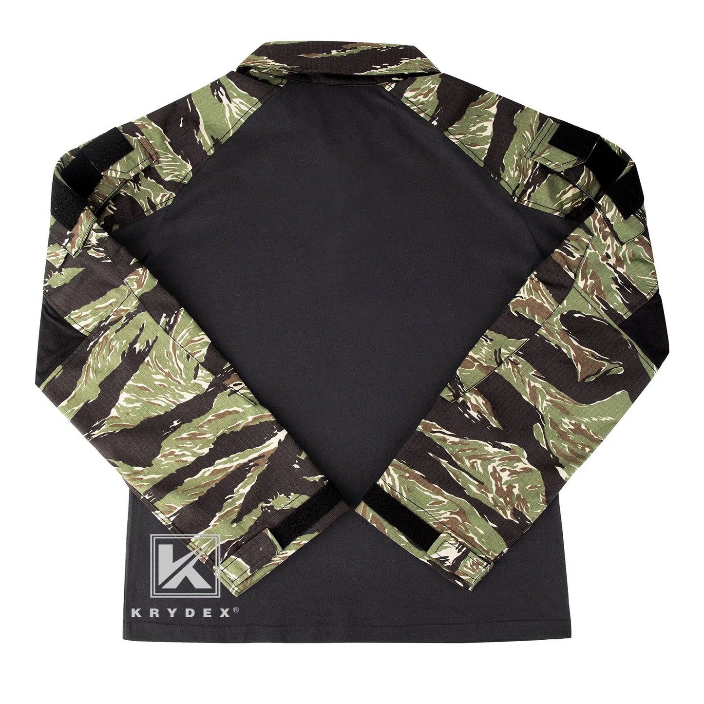 KRYDEX Tactical Camouflage Combat Shirts Assault Tops with Knee Pads Tiger Camo Hunting Outdoor Men Shirt