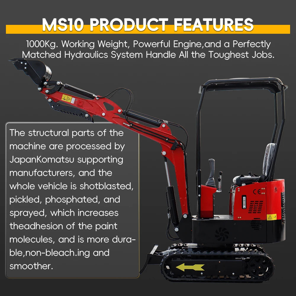 USA STOCK 1 Ton Mini Excavator Agricultural Hydraulic Small Excavators with Crawler Digger
