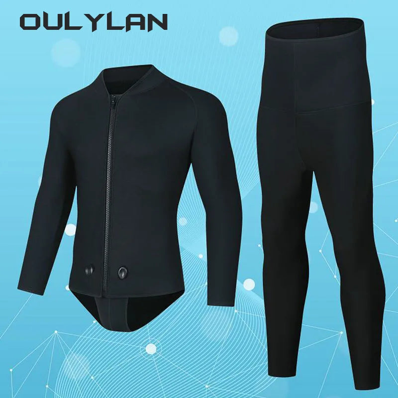 3MM Hooded Wetsuit Men Two Pieces Separate Set Diving Thermal Swimsuit