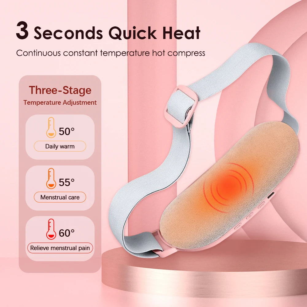 Electric Period Cramp Massager Vibrating Heating Pad Belt for Menstrual Colic Relief