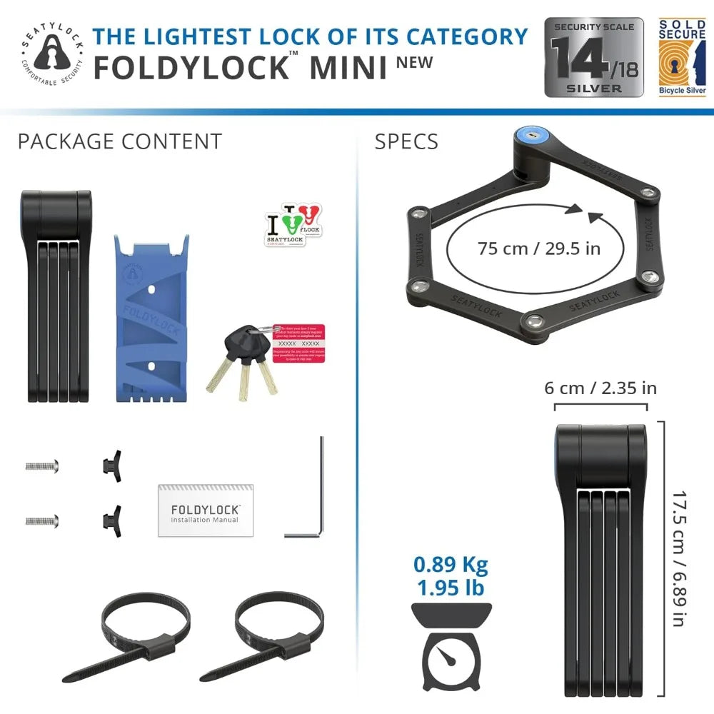 FoldyLock Mini Folding Bike Lock - Secure Guard with Key