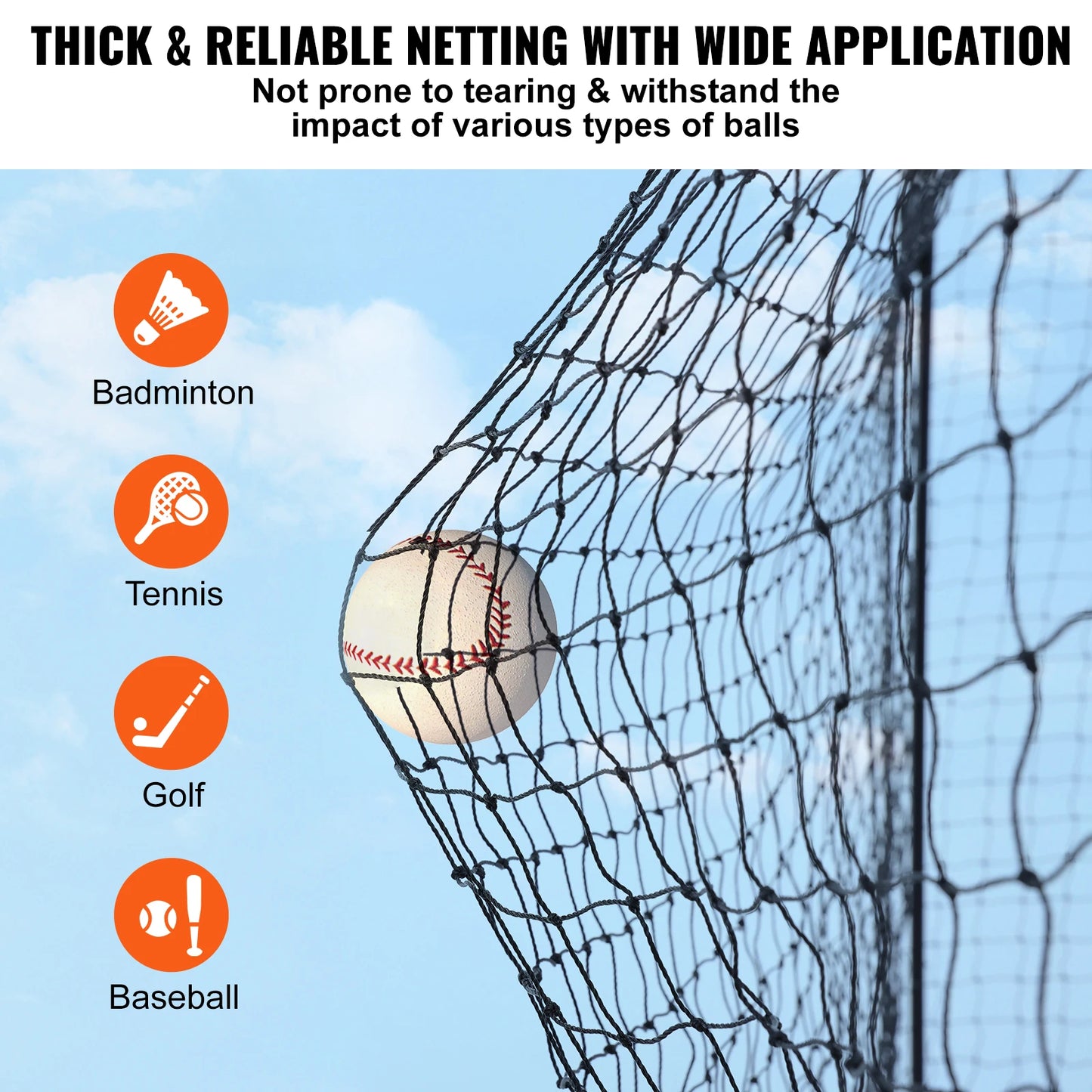 35/55/70ft Baseball Batting Net Training Net Practice Pitching Cage Heavy Duty Enclosed