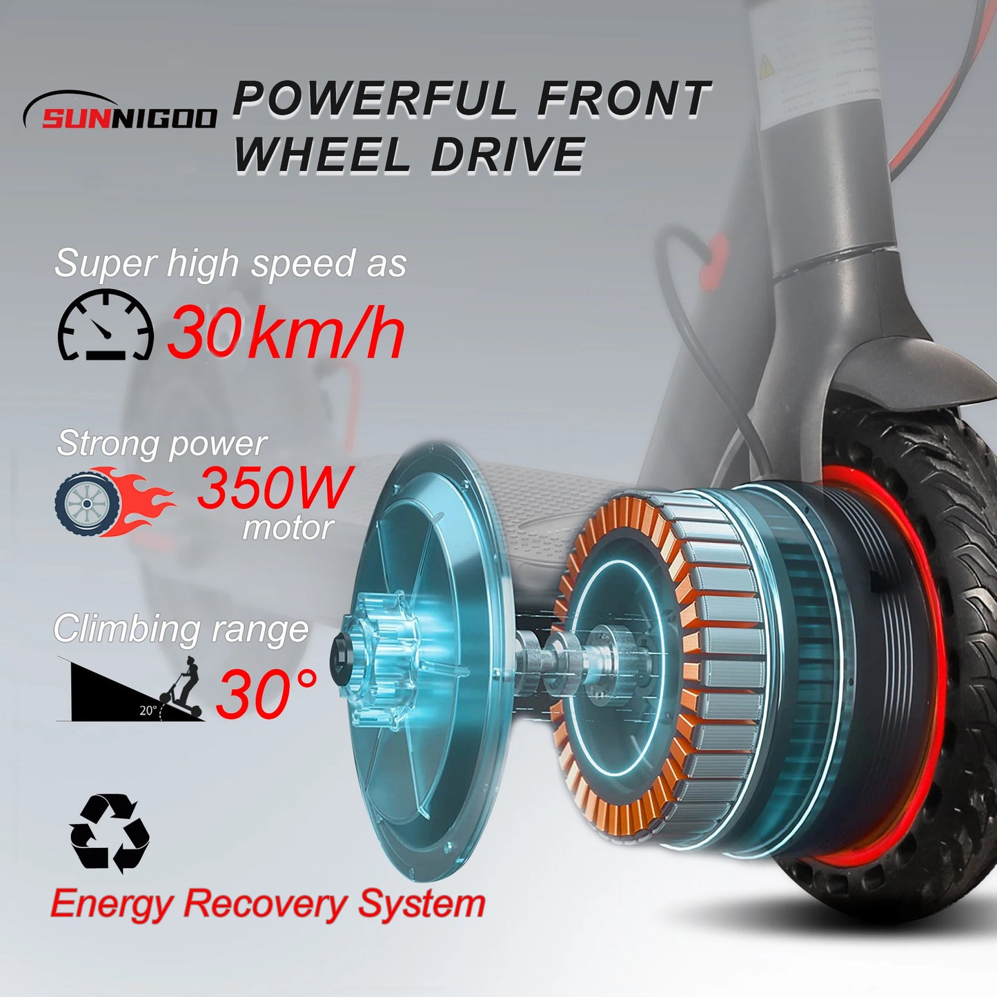 Adult Electric Scooter 350W with APP Lightweight Long Range 30km