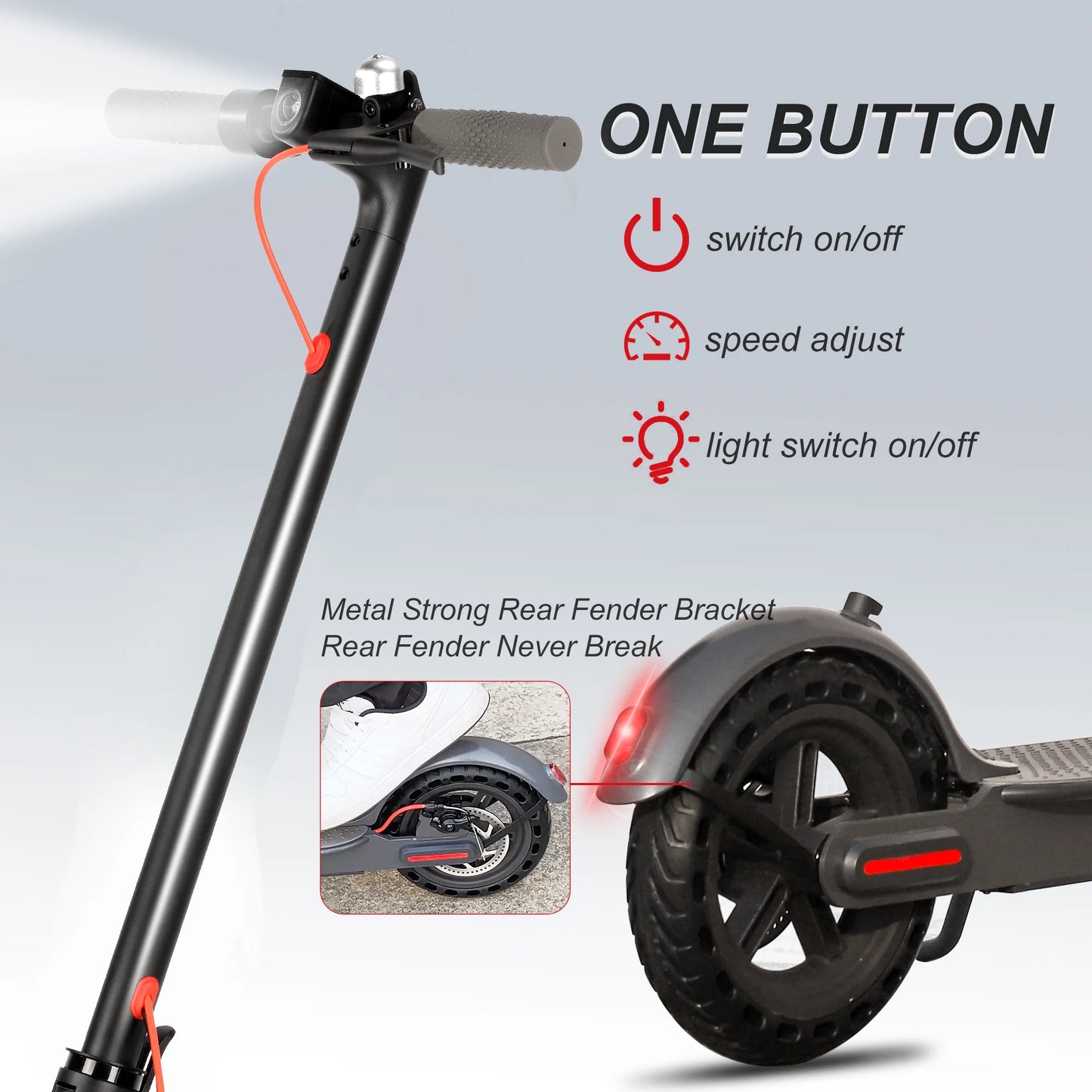 Adult Electric Scooter 350W with APP Lightweight Long Range 30km