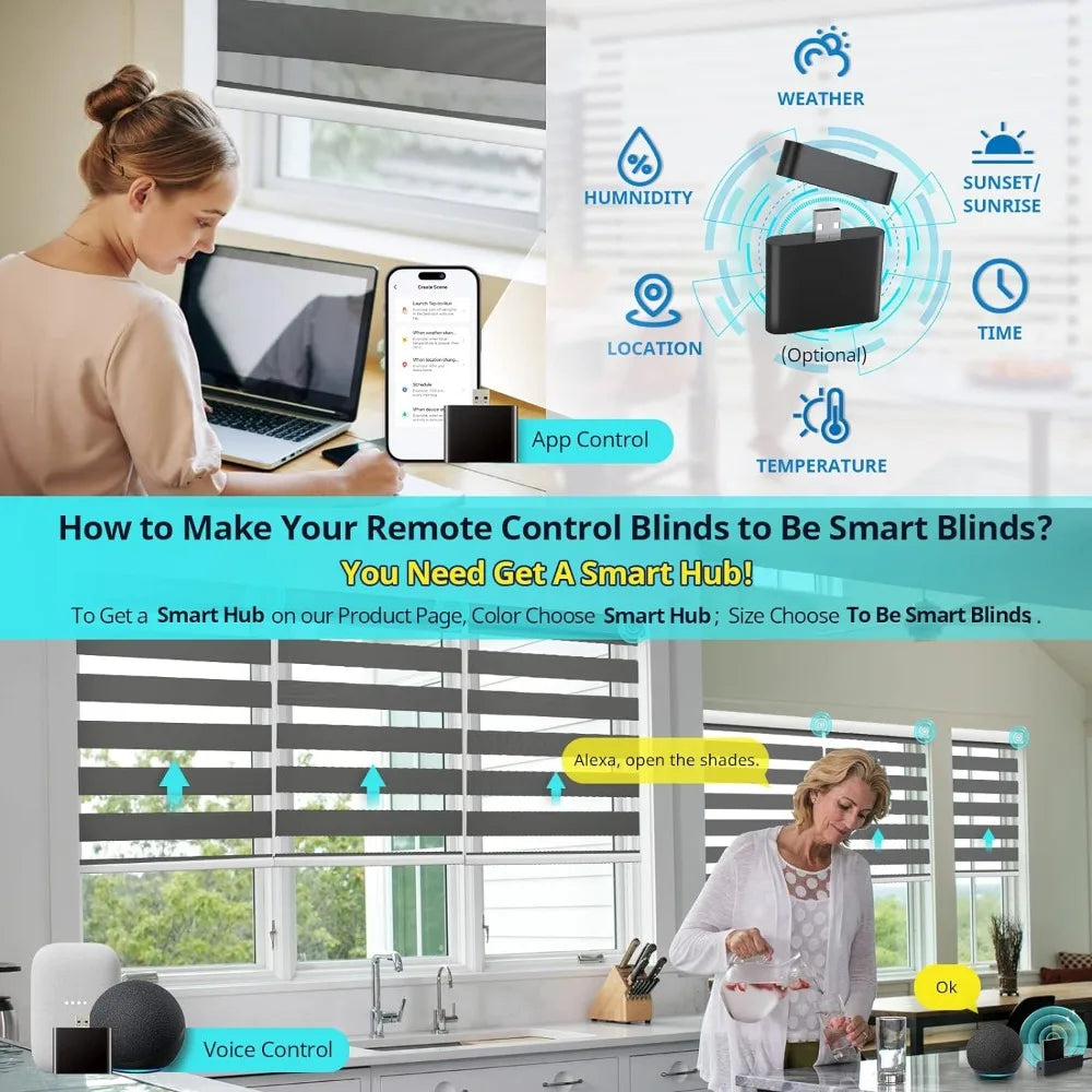 Motorized Valance Zebra Upgraded Smart Blinds Custom Size Automatic for Windows Remote