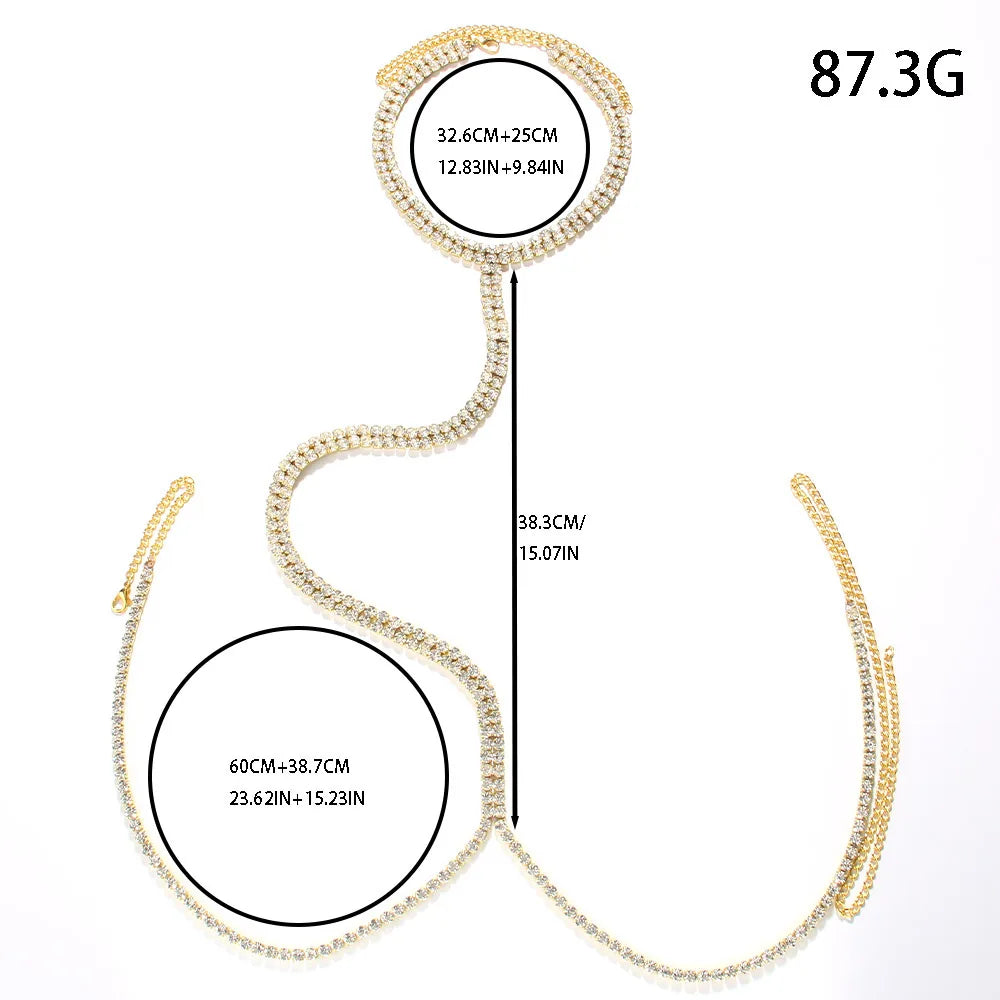 Neck Waist Chain Jewelry Belt Body Luxury Rhinestones Crystal Gift