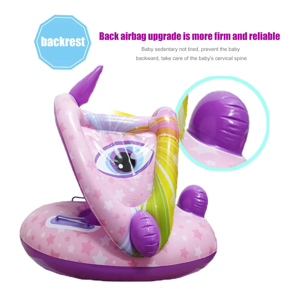 Inflatable Baby Swimming Rings Seat Floating Sun Shade Toddler Swim Circle