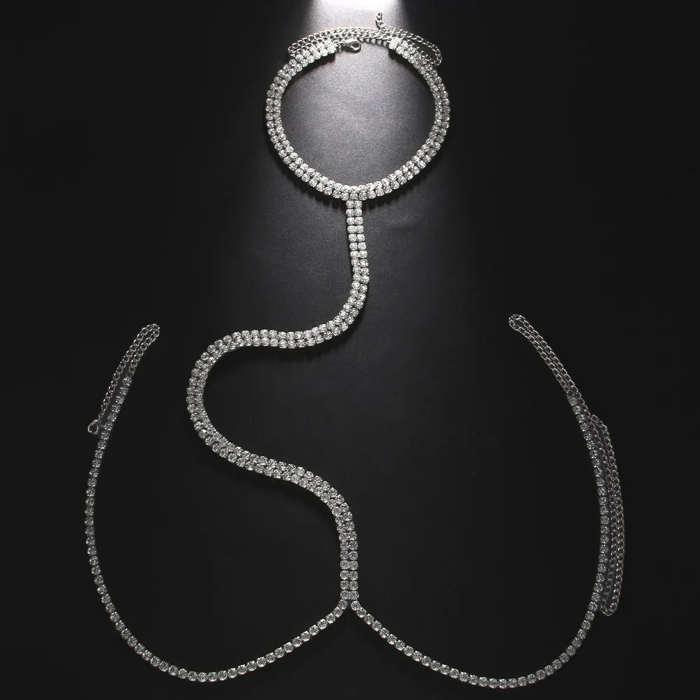 Neck Waist Chain Jewelry Belt Body Luxury Rhinestones Crystal Gift