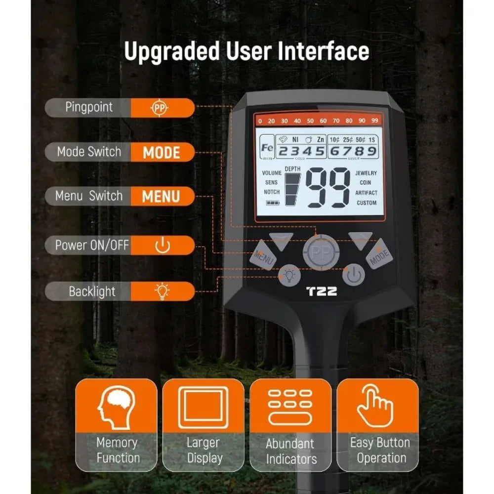 Metal Detector for Adults, 10 Sensitivity 6 Modes 12" Waterproof Coil 9 Type Metals