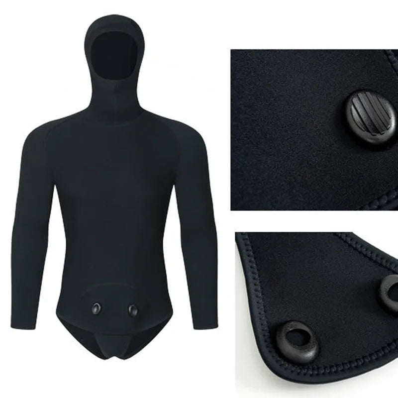 3MM Hooded Wetsuit Men Two Pieces Separate Set Diving Thermal Swimsuit