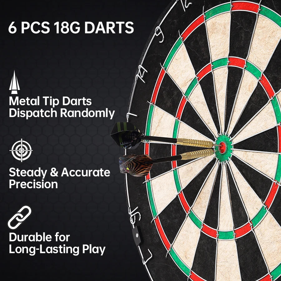 18 Inch Premium Brazilian Hemp Dart Board 6-Piece Dart Set Included