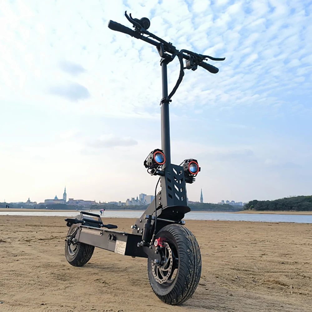 Electric Scooter with Seat, 12 "Off Road, Super Cool Light, 1600W, 55 km/h,