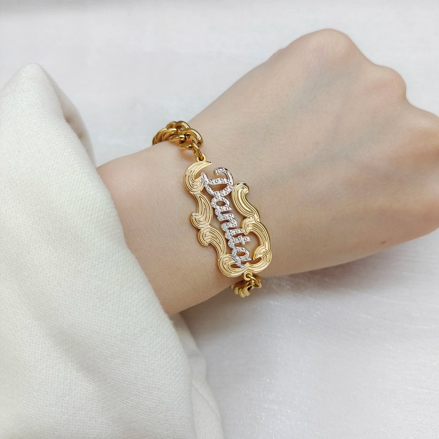 Two Color Women's Jewelry Personalized Nameplate Anklet