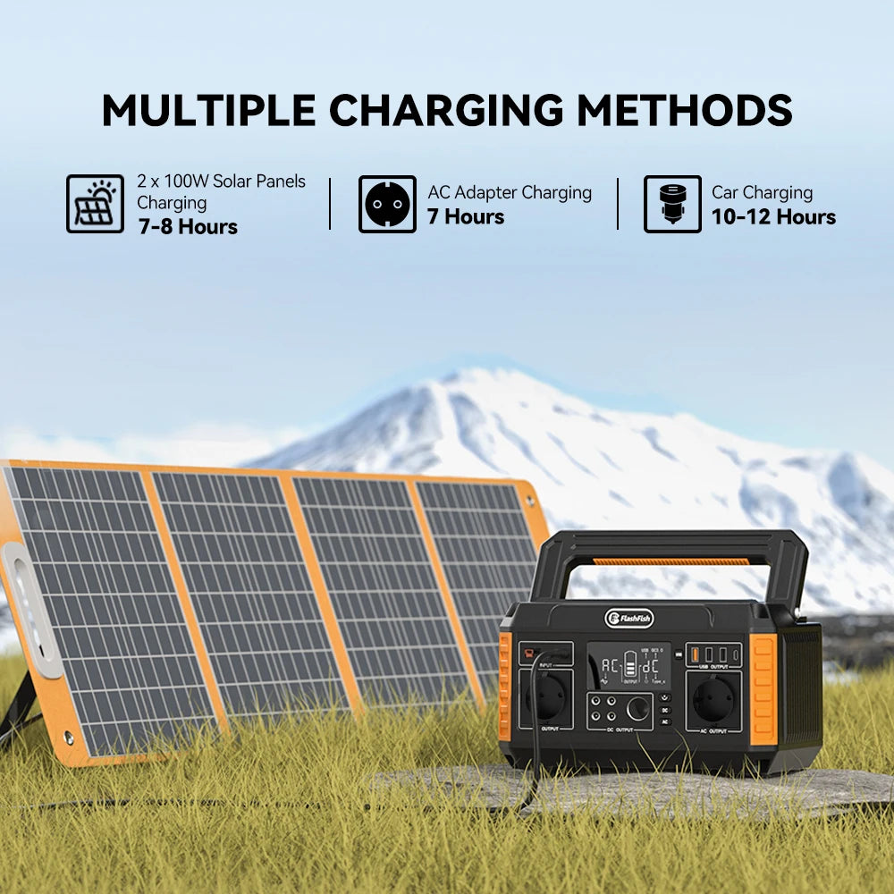 Power Station 560W Portable Solar Generator AC Outlets 520Wh Lithium Batteries