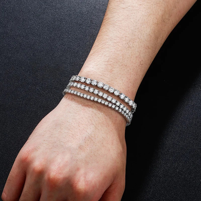 925 Silver Bracelets Necklace 3mm 4mm 5mm VVVS D-color Iced Out Moissanite Bracelet Men and Women Jewelry