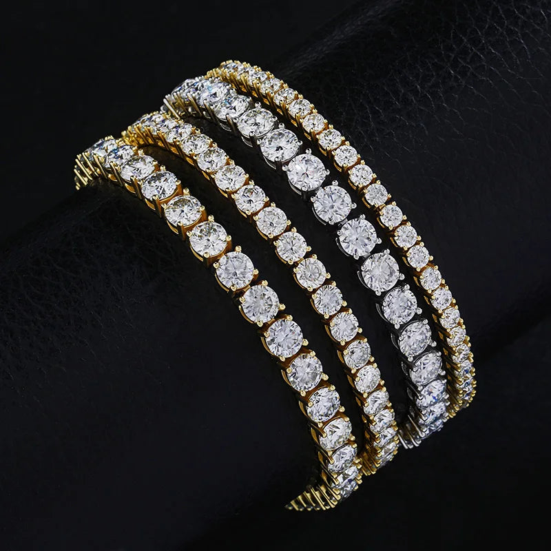 925 Silver Bracelets Necklace 3mm 4mm 5mm VVVS D-color Iced Out Moissanite Bracelet Men and Women Jewelry