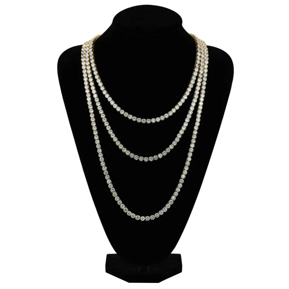 5MM Iced Out Bling AAA Zircon 1 Row Tennis Chain Necklace