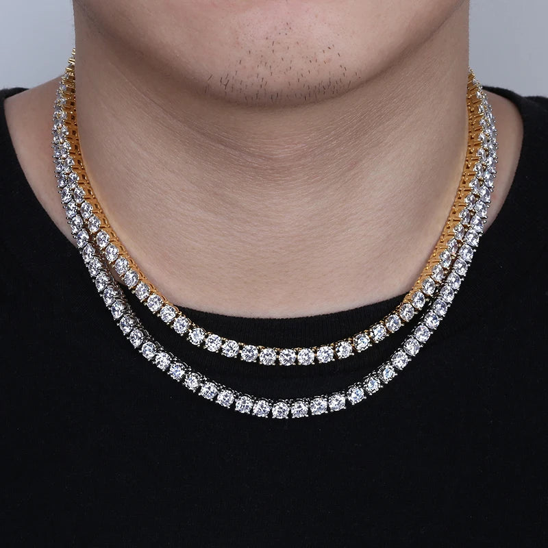 5MM Iced Out Bling AAA Zircon 1 Row Tennis Chain Necklace