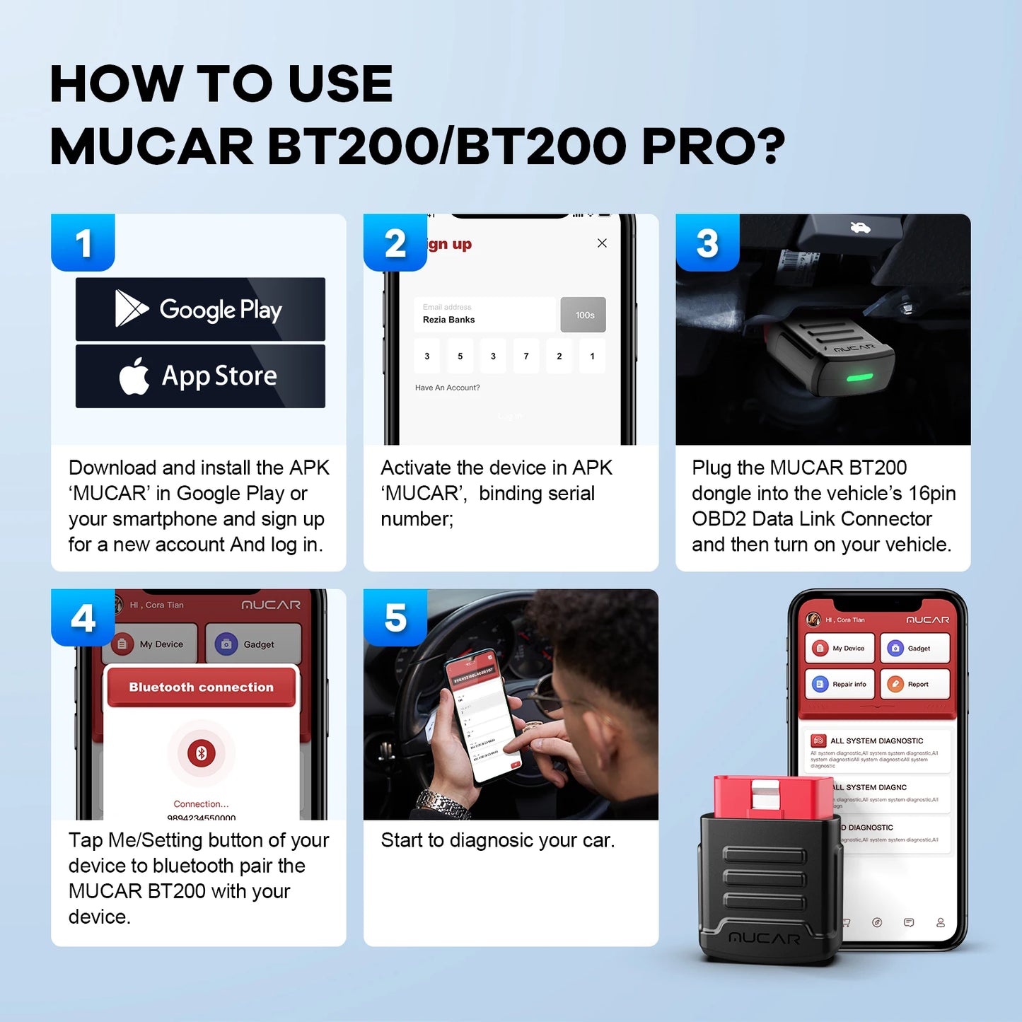 BT200/BT200 Pro OBD2 Bluetooth Diagnostic Tool , Car Code Reader