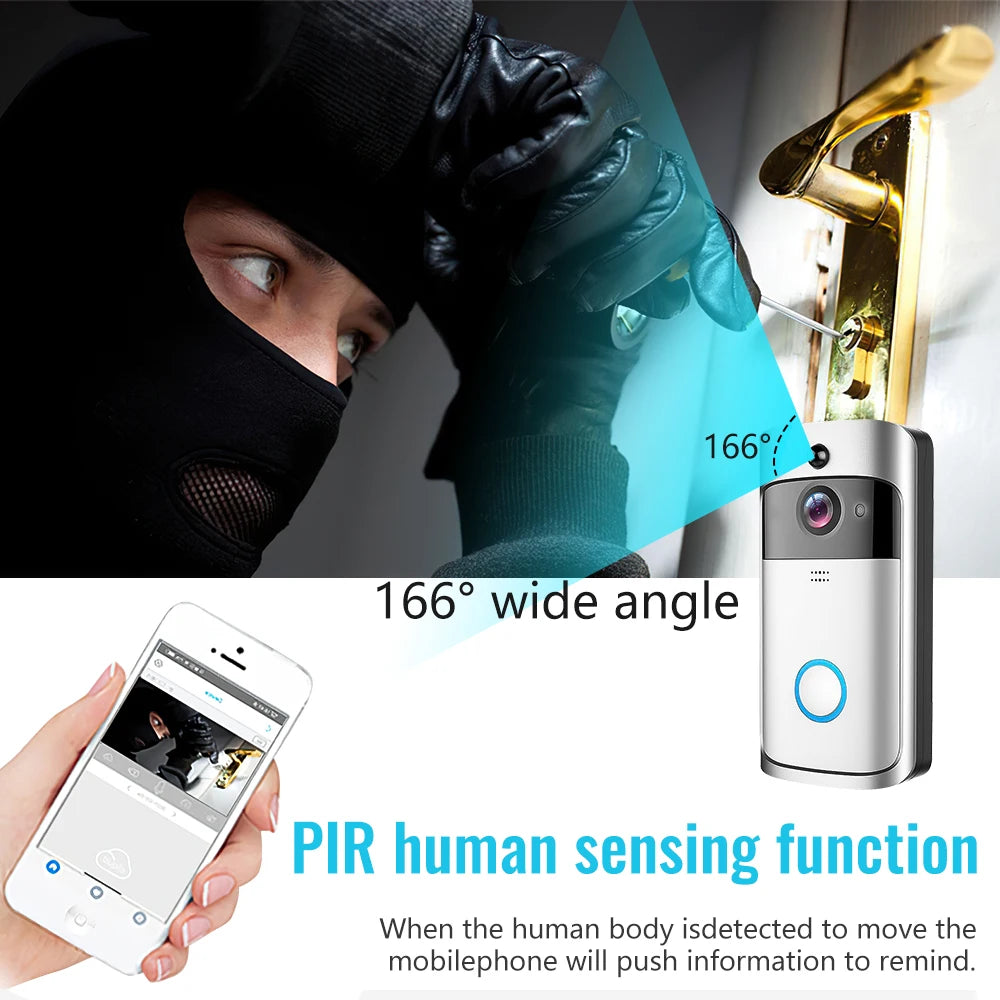 WiFi Video Doorbell Waterproof Phone Ring Intercom Night Vision Infrared