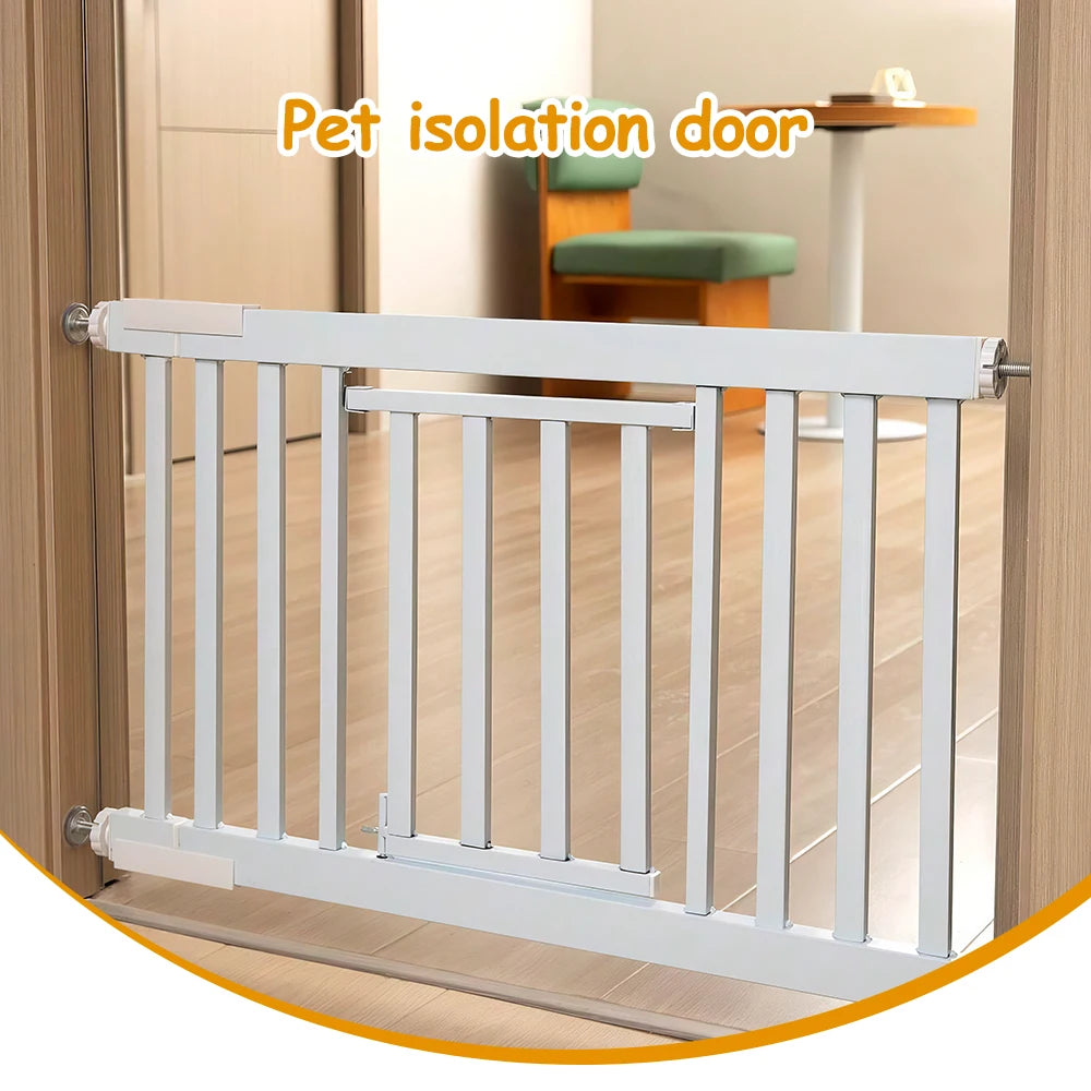 Metal Pet Gate 30-32" Short Dog Gate Retractable Baby Gate with Door For Stairs