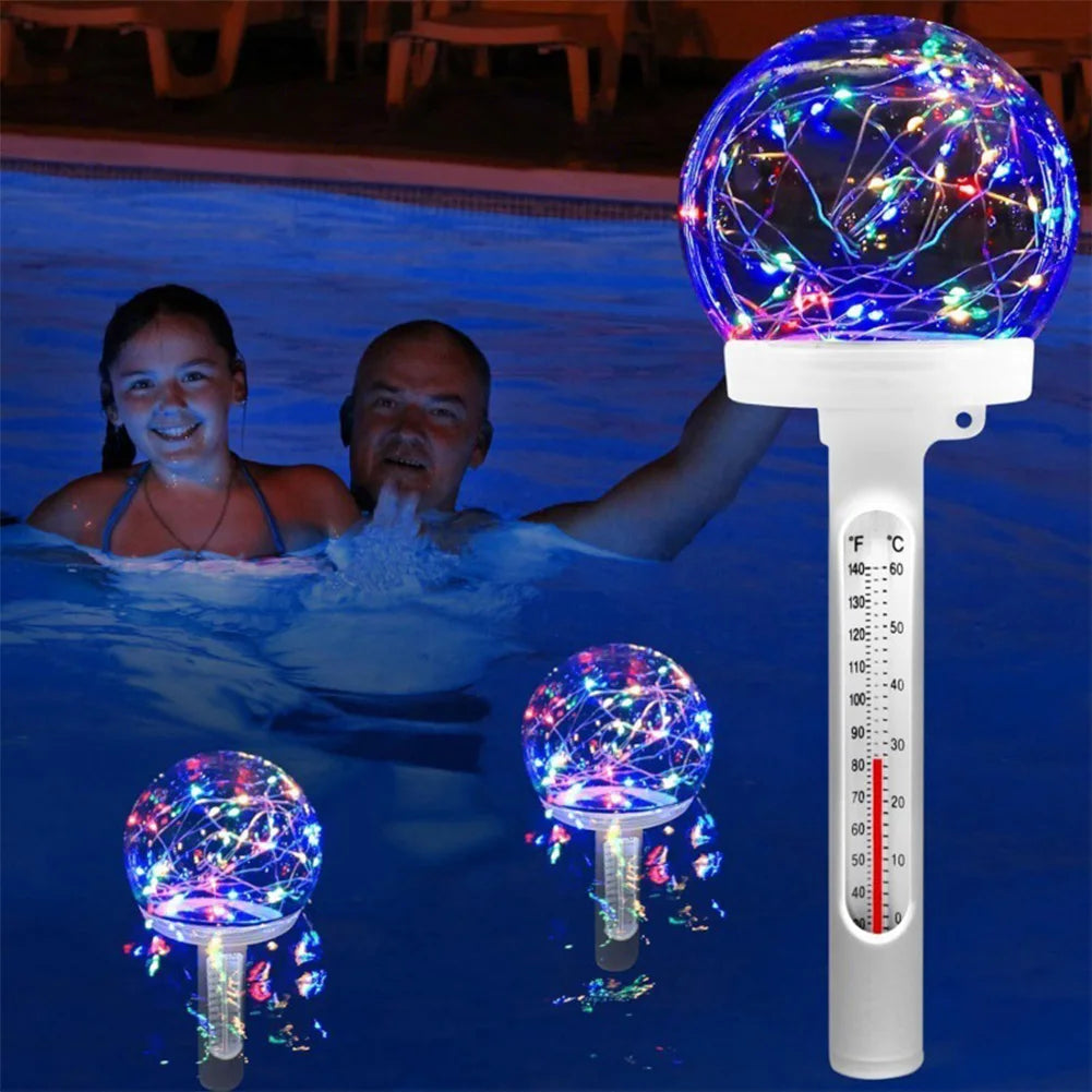 Floating Pool Thermometer Colorful/Warm Light Celestial Lights