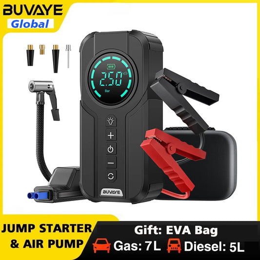 Car Jump Starter Portable Air Compressor  Tire Inflator Battery Starter With EVA Bag