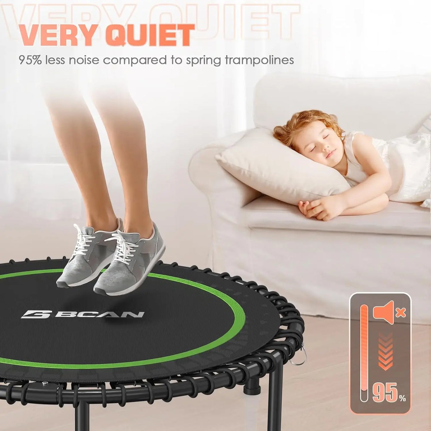 Mini Trampoline, 40"/48" Fitness Trampoline with Durable Bungees, Stable