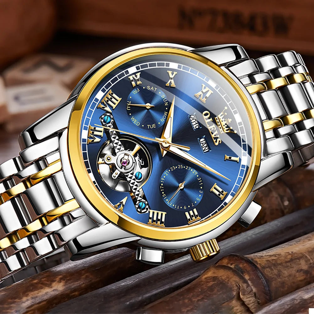 Automatic Mechanical Wristwatch Waterproof Stainless Strap Watch for Man