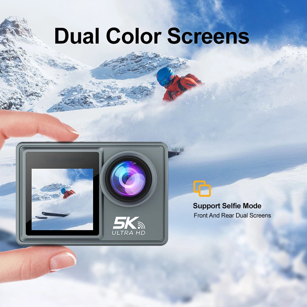 5K 30FPS Dual IPS Screen Waterproof  Wifi Remote Control Timed Photo Sports Camera