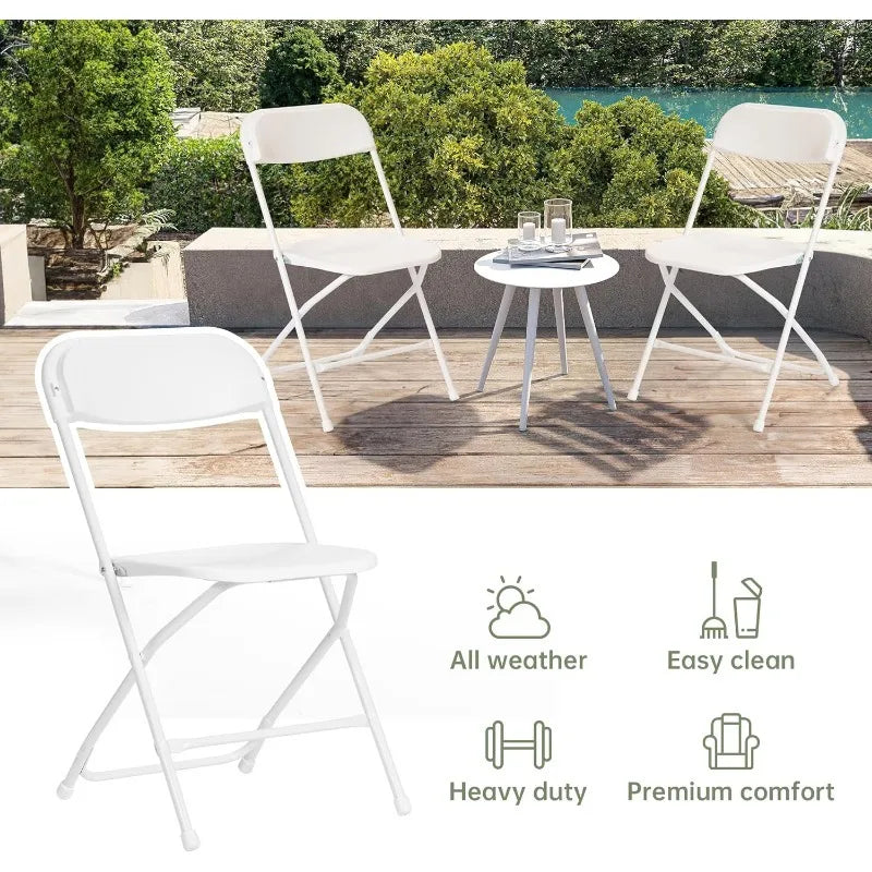 10 PCS Plastic Folding Chair, 350 LB Capacity Premium Plastic