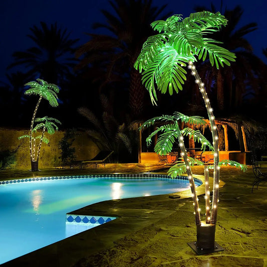 US 6FT LED Lighted Palm Tree Outdoor Artificial Palm Tree Swim Pool Party Decor decoracion outdoor lighting garden