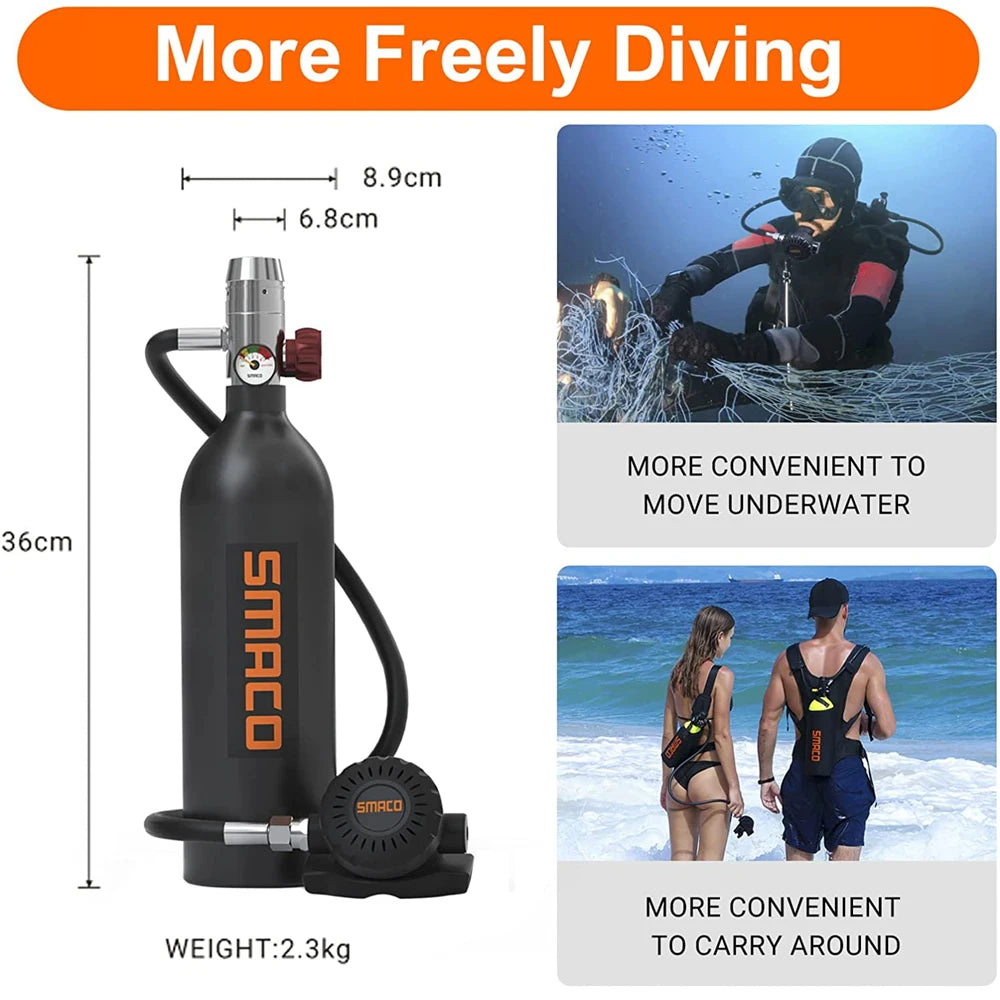 Pro Scuba Diving Tank Underwater Pony Bottle Portable Diving Cylinder Oxygen Tank Kit