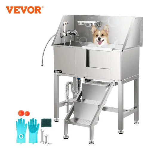 34 Inch Steel Pet Grooming Tub With Faucet And Accessories For Dog Washing Station