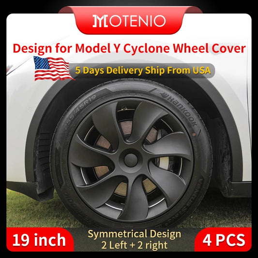 4PCS Wheel Cover For Tesla Model Y 2019-2024 19 Inch Right＆Left Hubcaps Cyclone Style