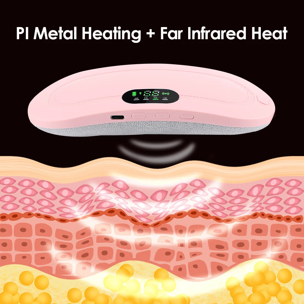 Electric Period Cramp Massager Vibrating Heating Pad Belt for Menstrual Colic Relief