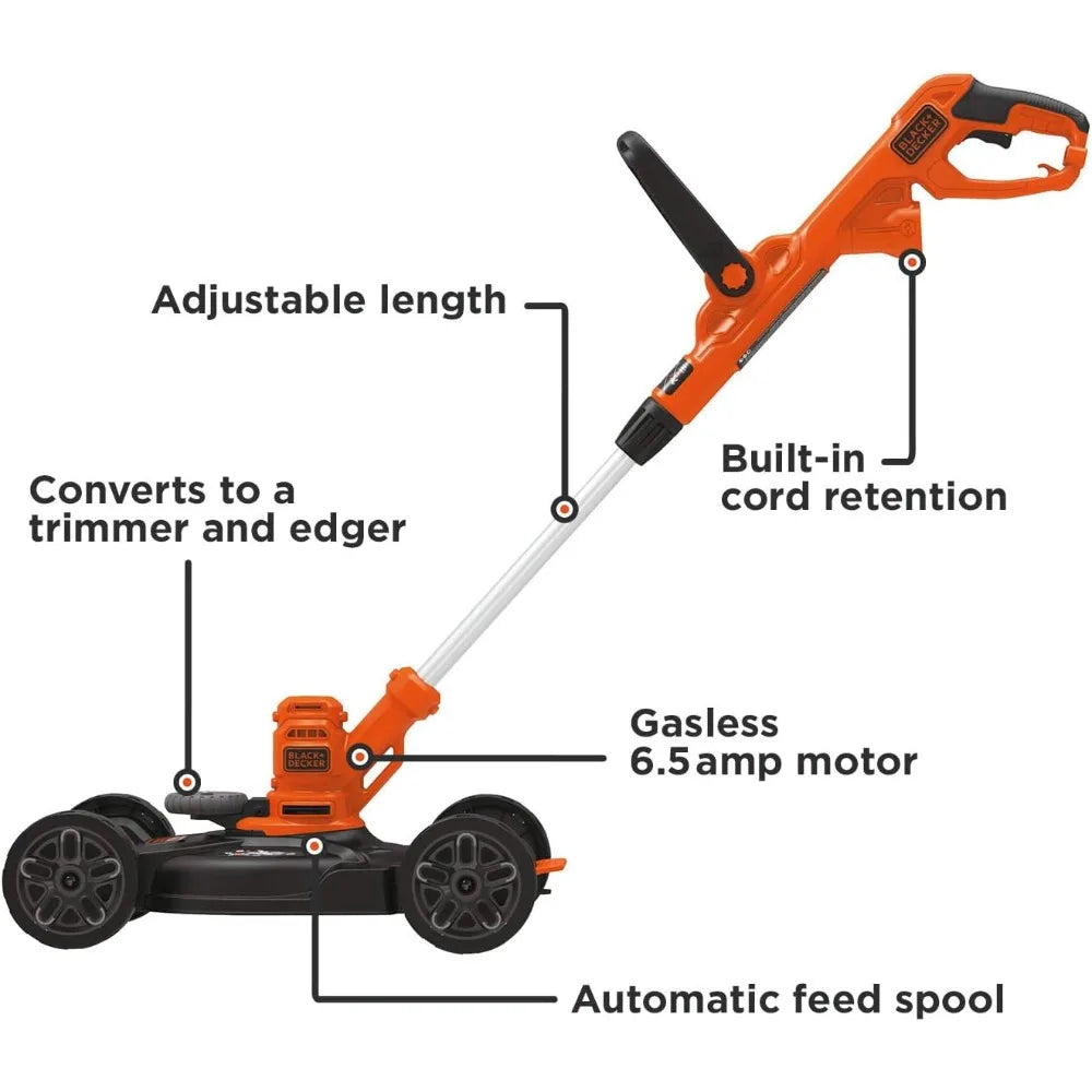 3-in-1 Corded Lawn Mower, String Trimmer & Edger, 12-Inch