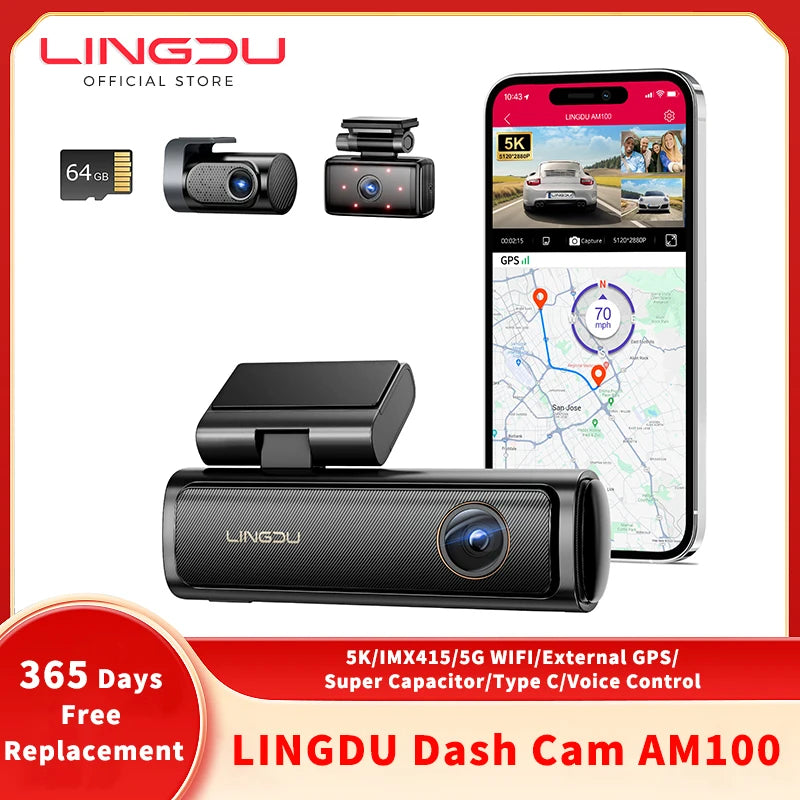 Dash Cam AM100 UHD 4K Built-in GPS 24H Parking Motion Front Cam WIFI & App Control