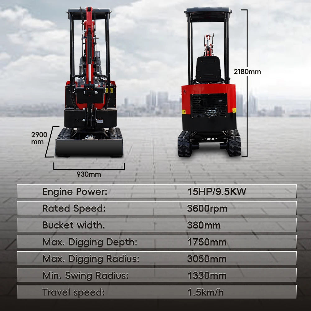 USA STOCK 1 Ton Mini Excavator Agricultural Hydraulic Small Excavators with Crawler Digger