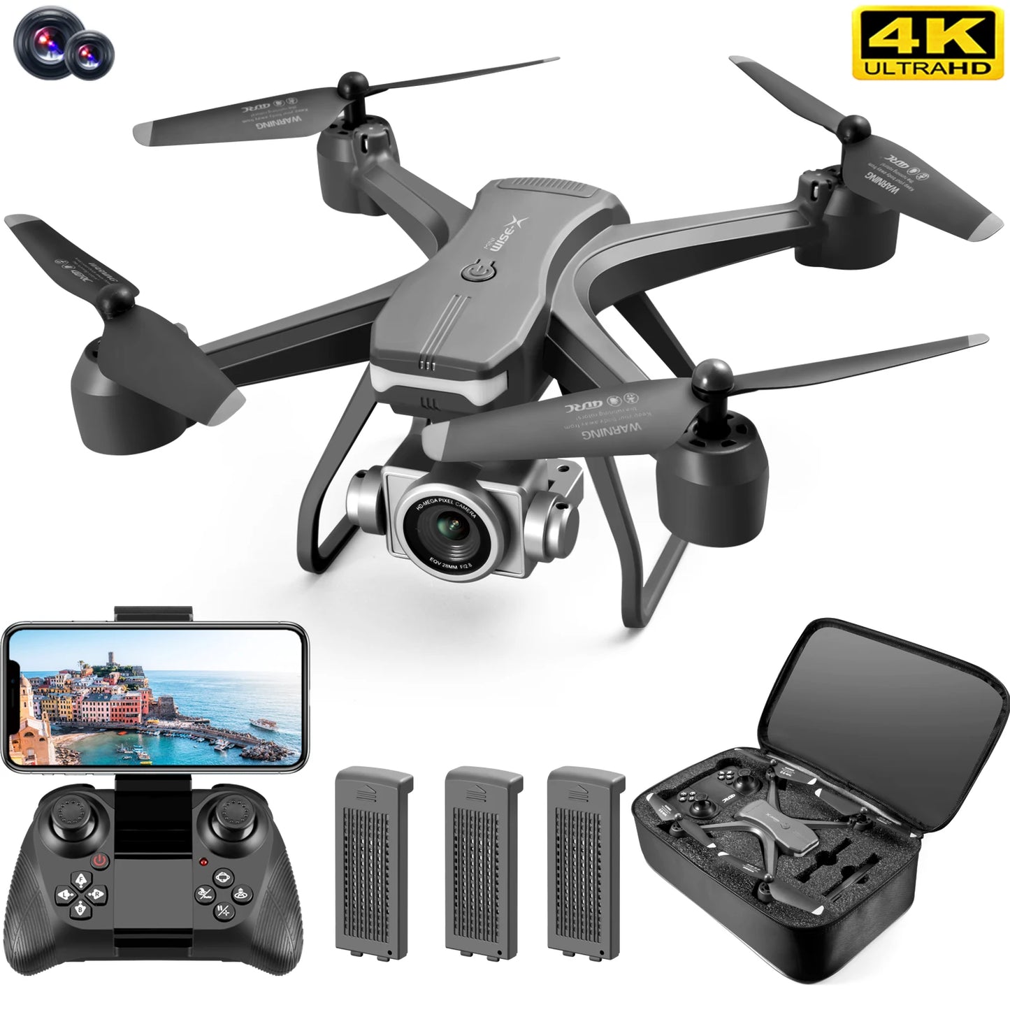 4K HD Dual Camera 6K WIFI FPV Height Hold, Mini Quadcopter