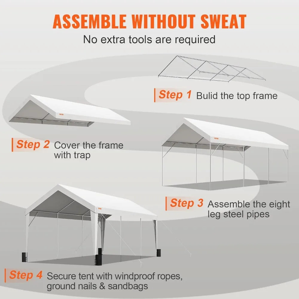 Canopy,10x20 ft  Tent with 8 Reinforced Poles and 4 Weight Bags,UV Resistant Waterproof