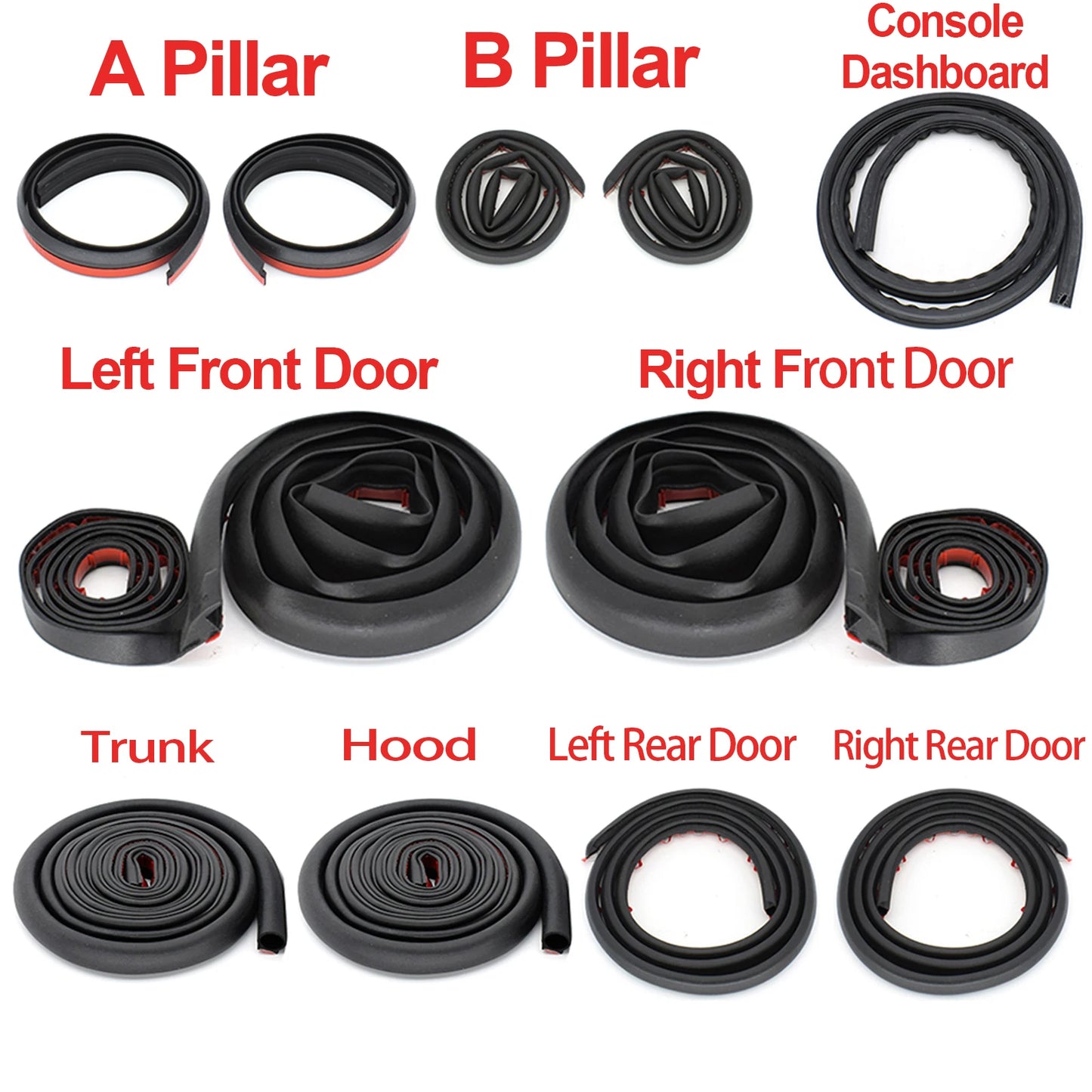 Car Rubber Seal Strip Kit For Tesla Model 3 Y Weatherstrip Noise Reduction Soundproof