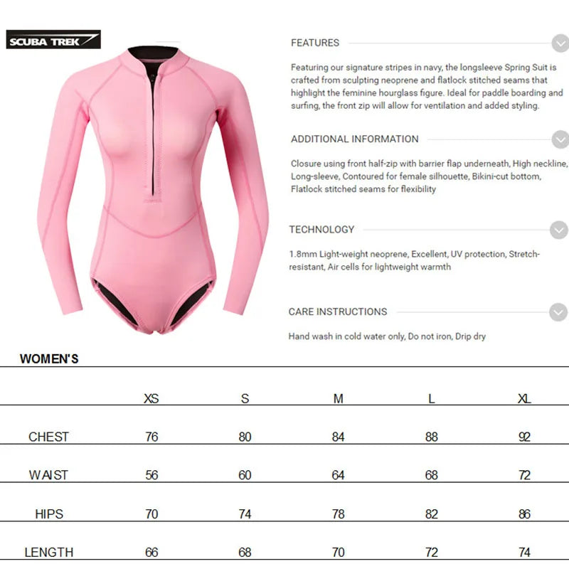 Women's 2MM Neoprene Snorkeling Wetsuits Keep Warm Scuba Water Sport Surfing Diving