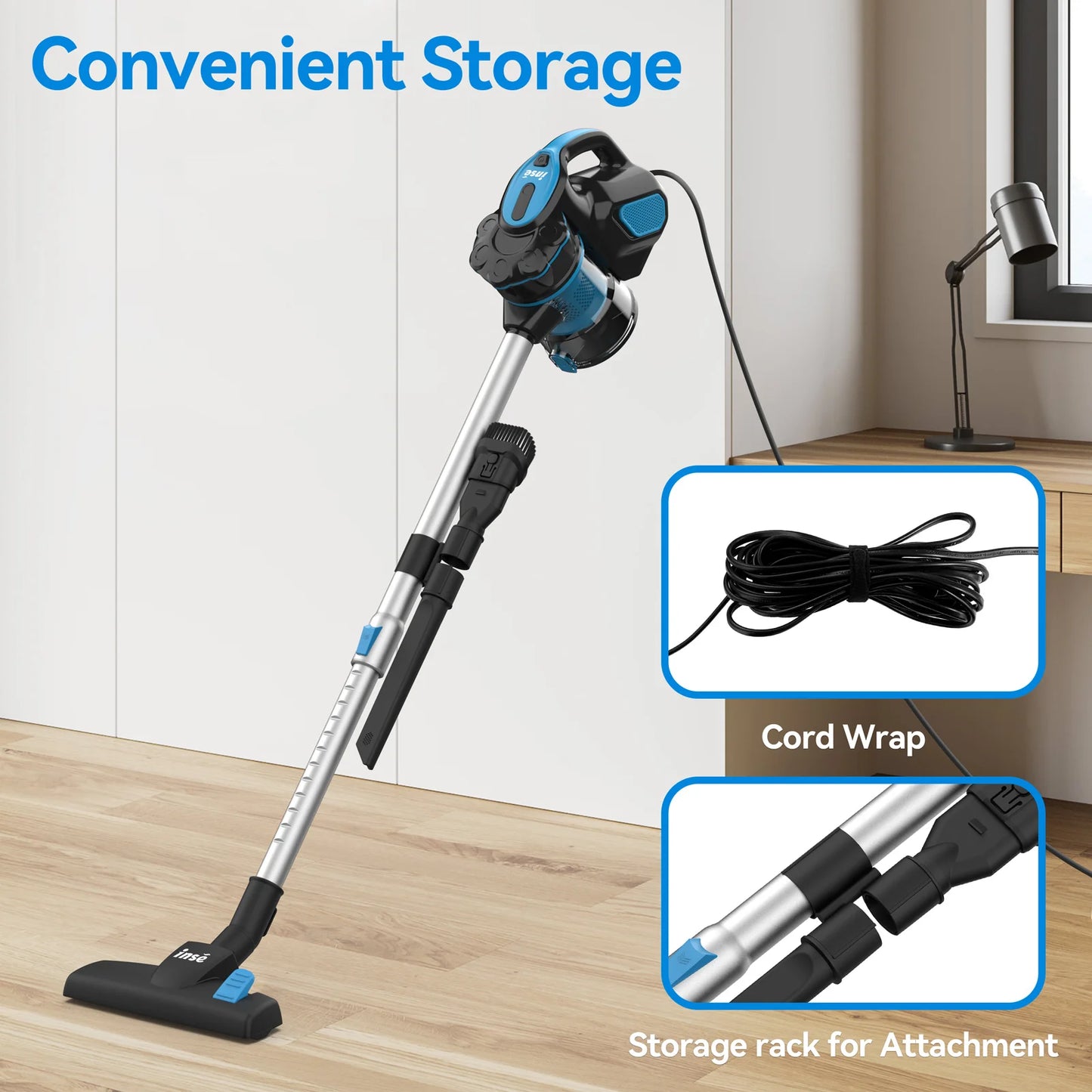 18Kpa Powerful Suction 600W Motor Stick Handheld Vaccum Cleaner for Home Pet Hair Hard Floor