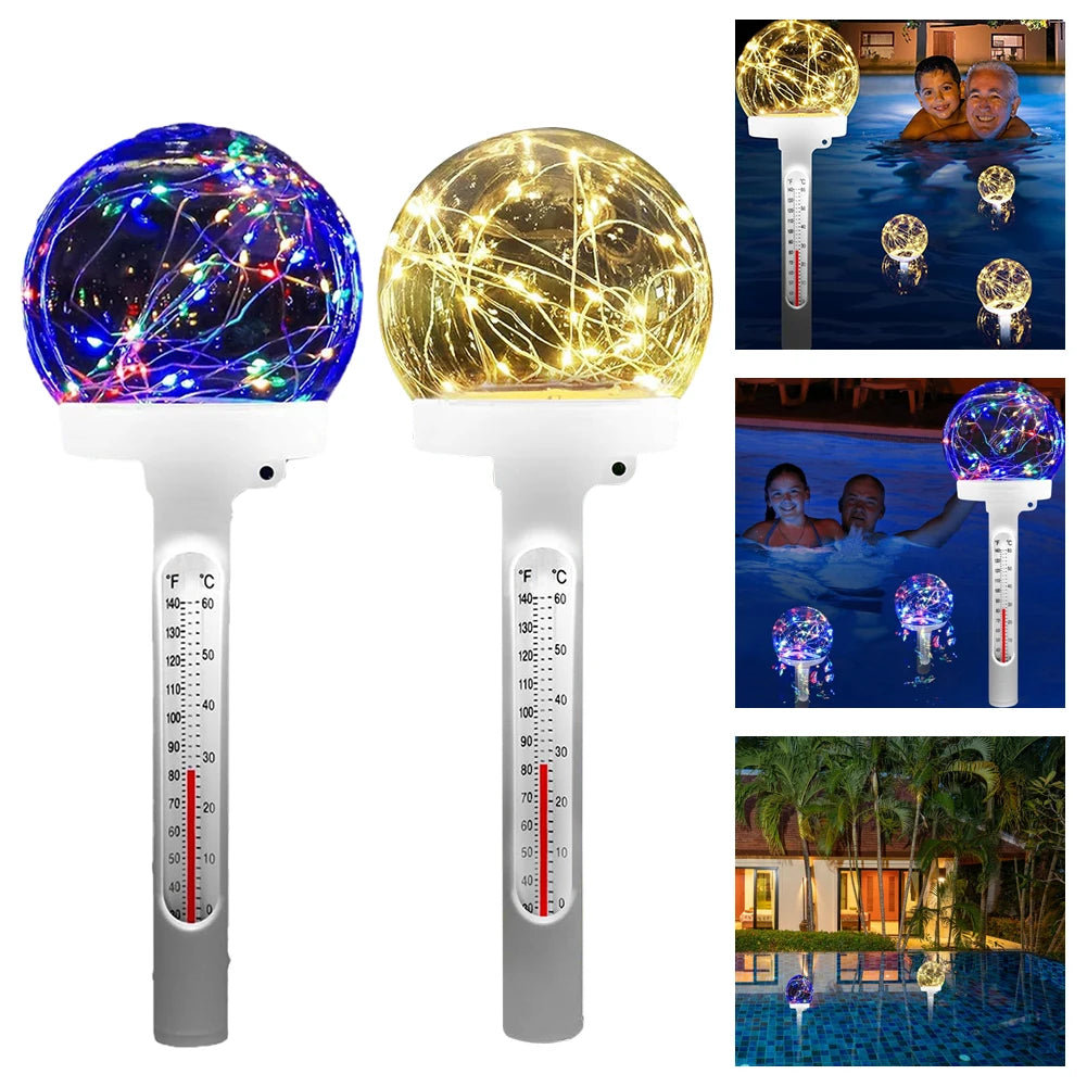 Floating Pool Thermometer Colorful/Warm Light Celestial Lights