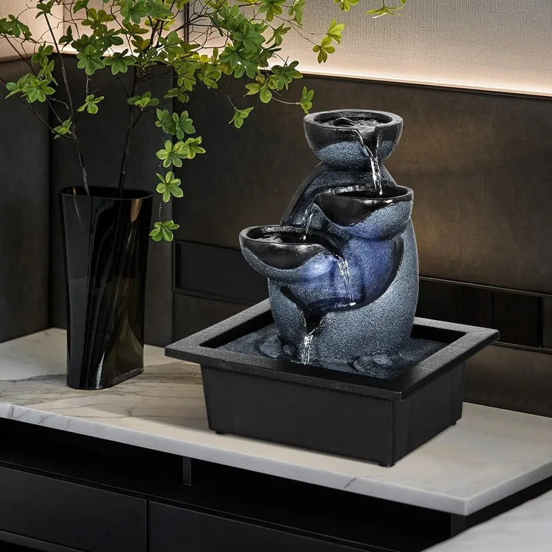 Indoor Fountain Tabletop Waterfall Feng Shui Zen Meditation Desktop Fountain