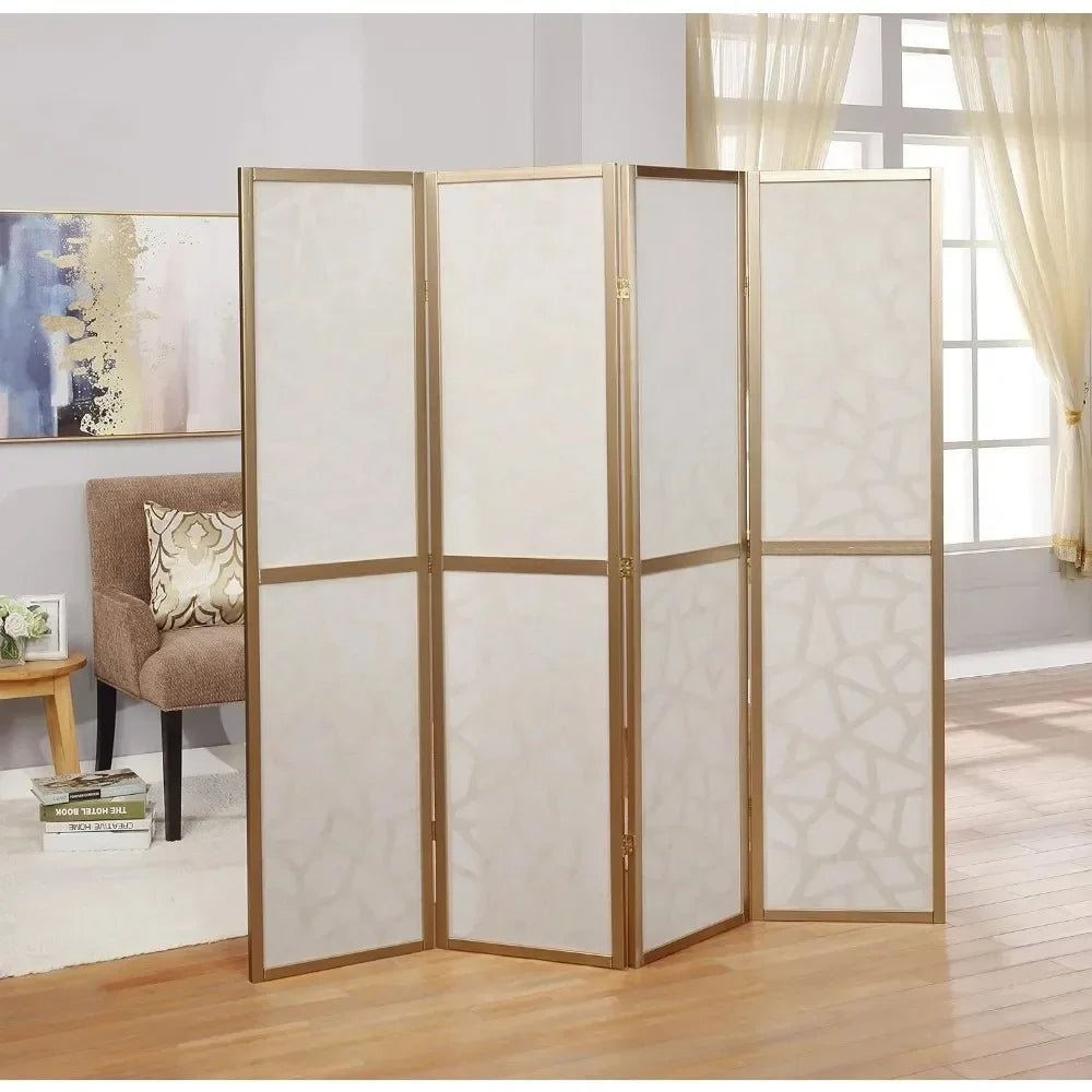 Partitions, 4-panel Screen Room Dividers, Golden Medieval Style