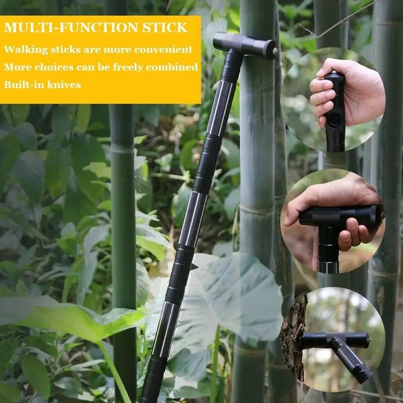 Trekking Poles Outdoor Multi Tool Kit Walking Cane Hiking Stick Survival Self Defense