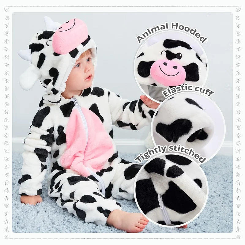 Baby Rompers Winter Clothes, Flannel Halloween Animals Overall Jumpsuit For Kids