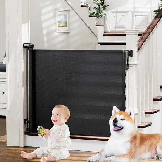 Retractable Gates for Stairs, Doorways Dog Gate Extends to 54" Wide 34" Tall,